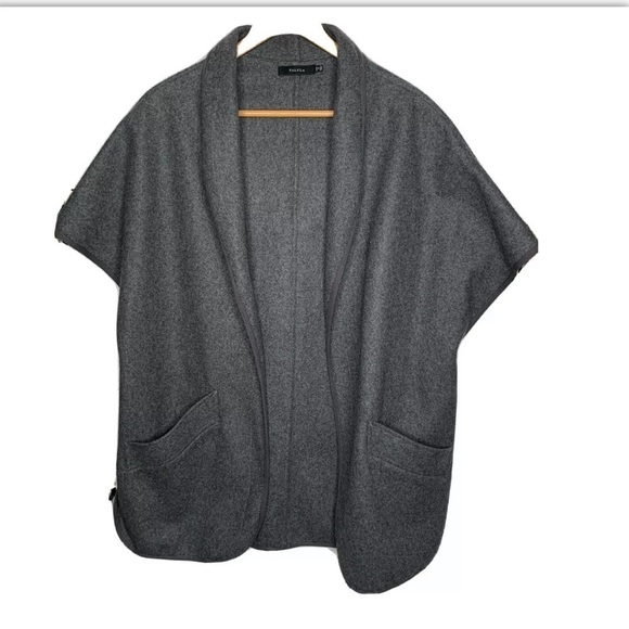 Talula Womens Wool Blend Open Front Gray size XXS/XS Career Business Oversized - Picture 1 of 5